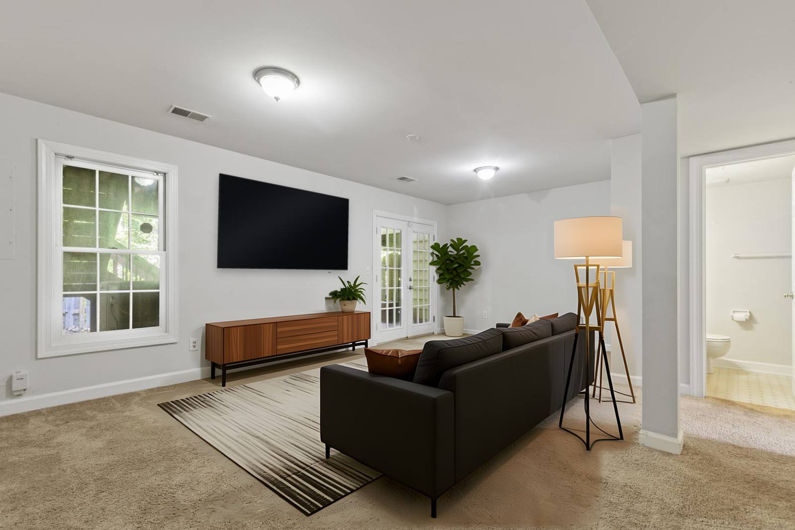 Rec room in Woodbridge, VA, virtually staged